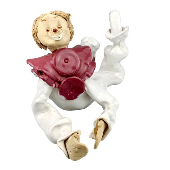 Vtg Studio Art Pottery Clown Sculpture Figurine Whimsical Artist Signed OOAK - Picture 2 of 16